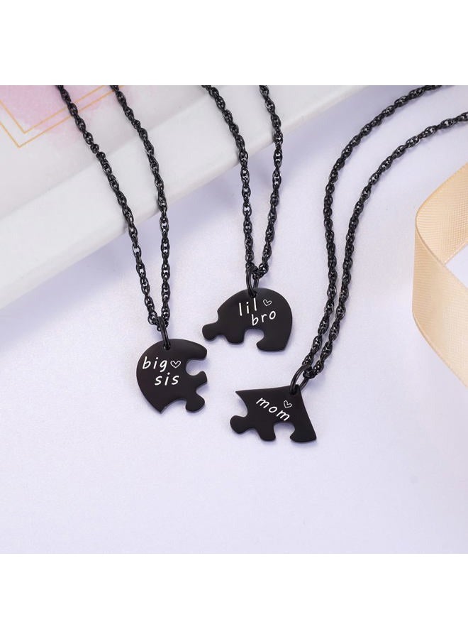 Ralukiia Mother Sons and Daughters Heart Matching Necklace Set for 3 Pieces, Son to Mom Graduation Birthday Jewelry, Black - Image 4