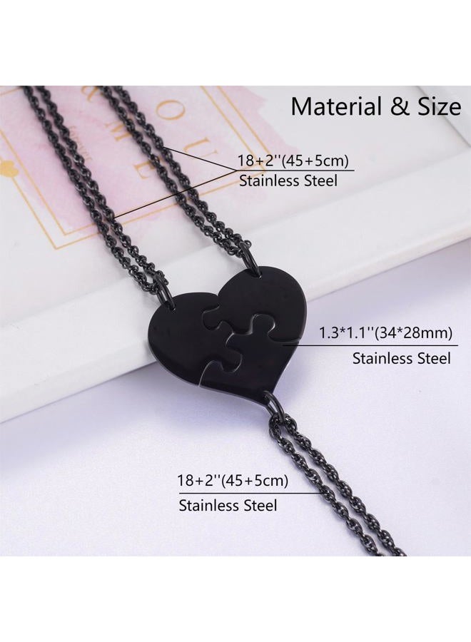 Ralukiia Mother Sons and Daughters Heart Matching Necklace Set for 3 Pieces, Son to Mom Graduation Birthday Jewelry, Black - Image 5