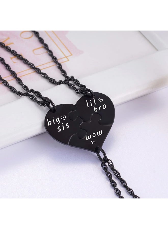 Ralukiia Mother Sons and Daughters Heart Matching Necklace Set for 3 Pieces, Son to Mom Graduation Birthday Jewelry, Black - Image 3