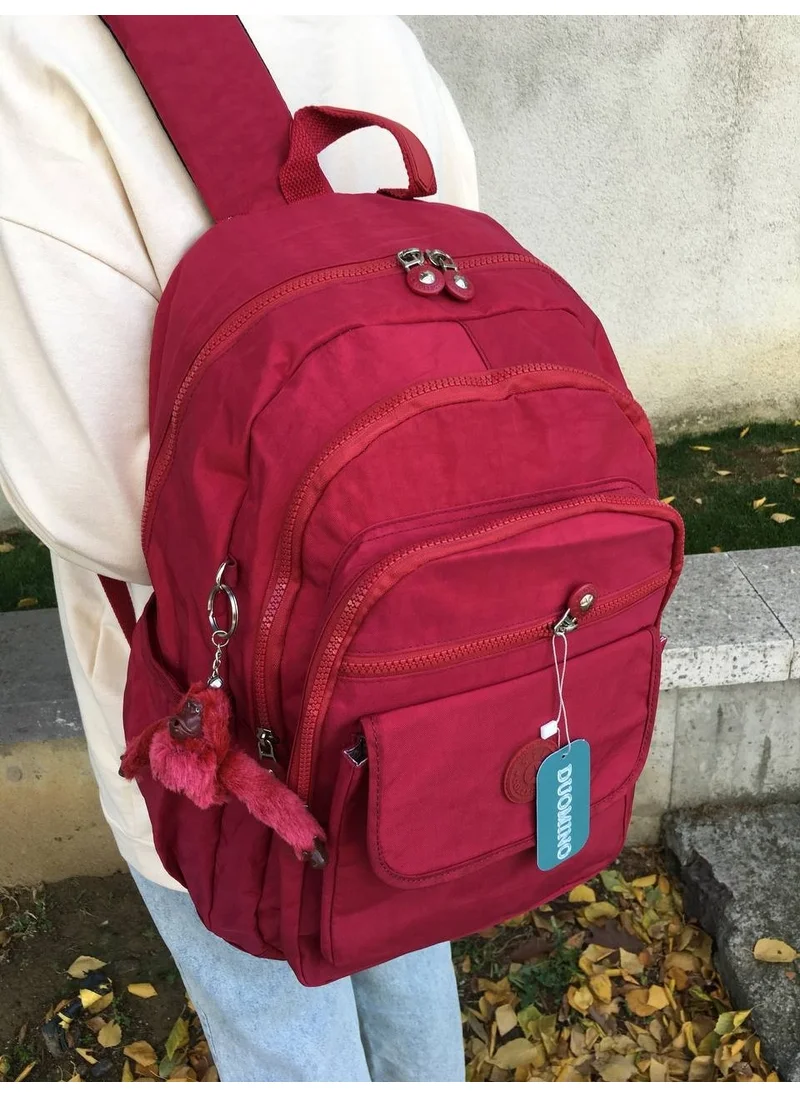Duomino Fcstore Crinkle Fabric Waterproof Large Size Red Crinkle Backpack/laptop Travel School Bag