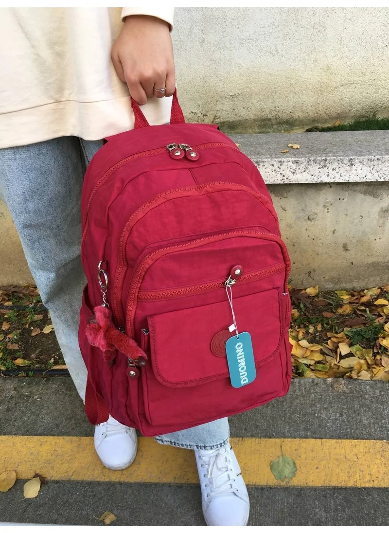 Duomino Fcstore Crinkle Fabric Waterproof Large Size Red Crinkle Backpack/laptop Travel School Bag