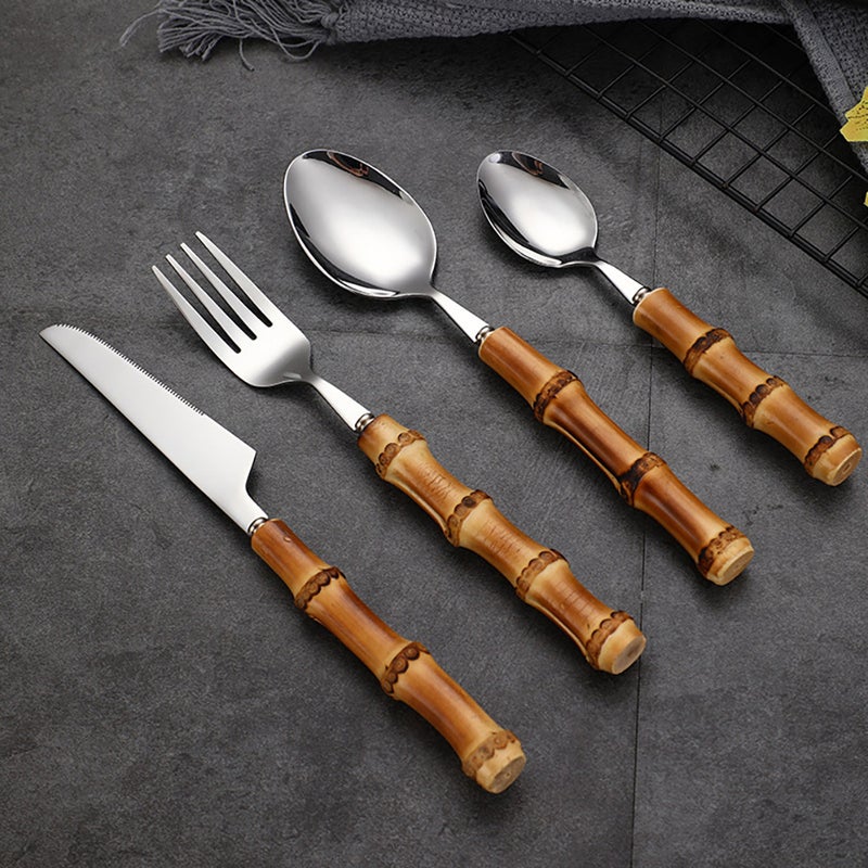 2 Sets Handle Flatware Stainless Steel Cutlery Tableware Eating Utensils Fork - Image 2