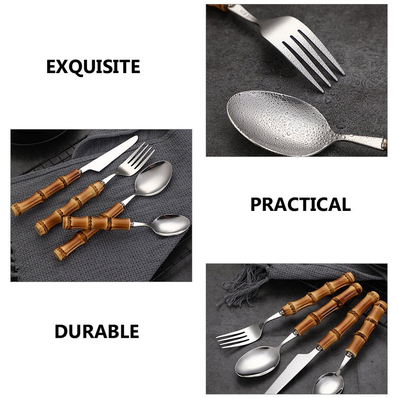 2 Sets Handle Flatware Stainless Steel Cutlery Tableware Eating Utensils Fork - Image 4