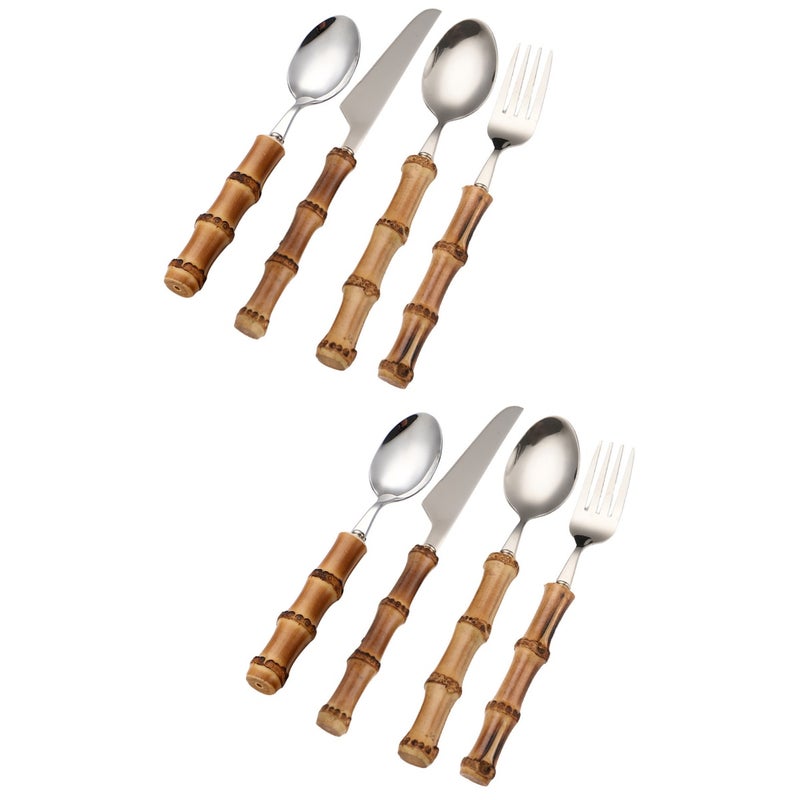 2 Sets Handle Flatware Stainless Steel Cutlery Tableware Eating Utensils Fork - Image 1
