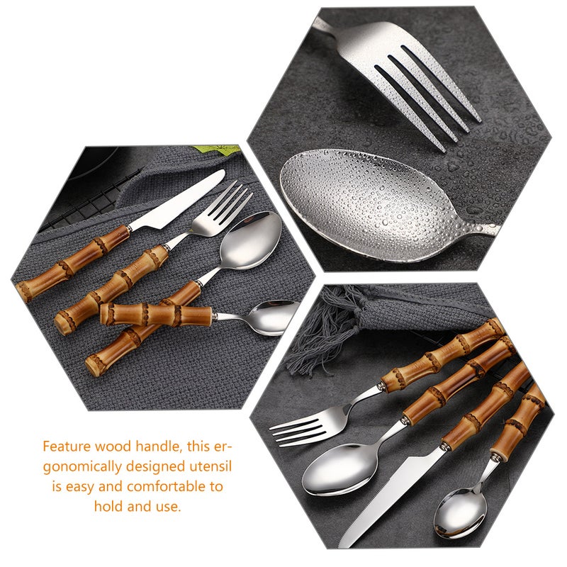2 Sets Handle Flatware Stainless Steel Cutlery Tableware Eating Utensils Fork - Image 5