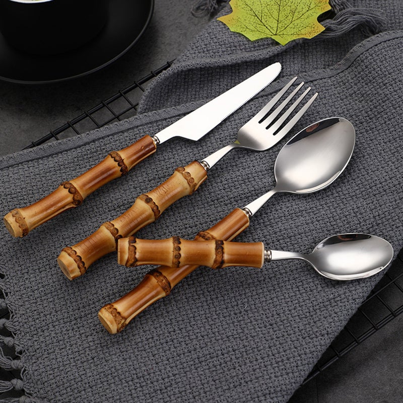 2 Sets Handle Flatware Stainless Steel Cutlery Tableware Eating Utensils Fork - Image 3
