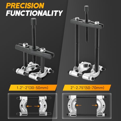 weyleity مجموعة سحب المحامل الثقيلة 5 طن من weyleity | مجموعة أدوات سحب محور العجلات 14 قطعة، أدوات إزالة التروس 2" و 3"، مجموعة سحب فاصل المحامل لإصلاح السيارات - Image 5