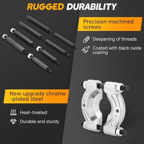 weyleity مجموعة سحب المحامل الثقيلة 5 طن من weyleity | مجموعة أدوات سحب محور العجلات 14 قطعة، أدوات إزالة التروس 2" و 3"، مجموعة سحب فاصل المحامل لإصلاح السيارات - Image 4