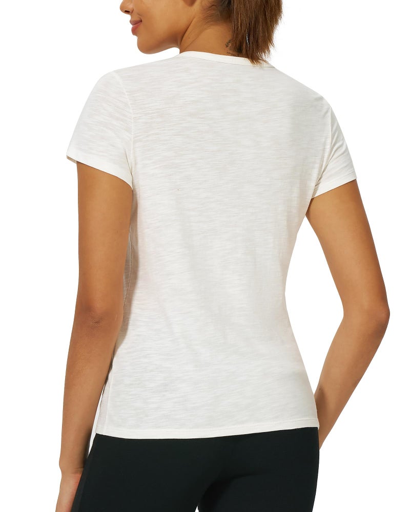 Stelle Womens Modal Soft Crewneck Short Sleeve T Shirts Summer Casual Basic Tops Tees Creme - Image 2