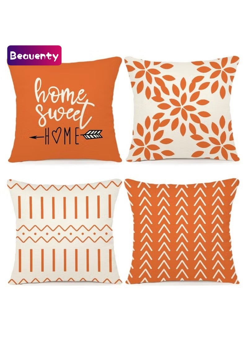 Beauenty Throw Pillow Cover, Fall Decor for Home, Modern Sofa Throw Pillow Cover, Decorative Outdoor Linen Fabric Pillow Case for Couch Bed Car 45x45cm Set of 4 - Image 1