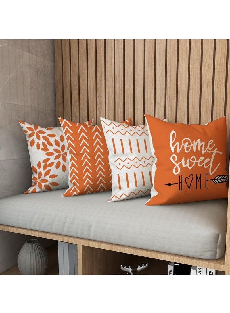 Beauenty Throw Pillow Cover, Fall Decor for Home, Modern Sofa Throw Pillow Cover, Decorative Outdoor Linen Fabric Pillow Case for Couch Bed Car 45x45cm Set of 4 - Image 5