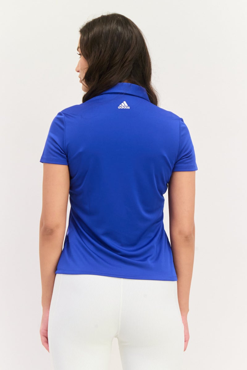 Adidas Women Sportswear Fit Short Training Polo Shirt, Blue  - Image 3