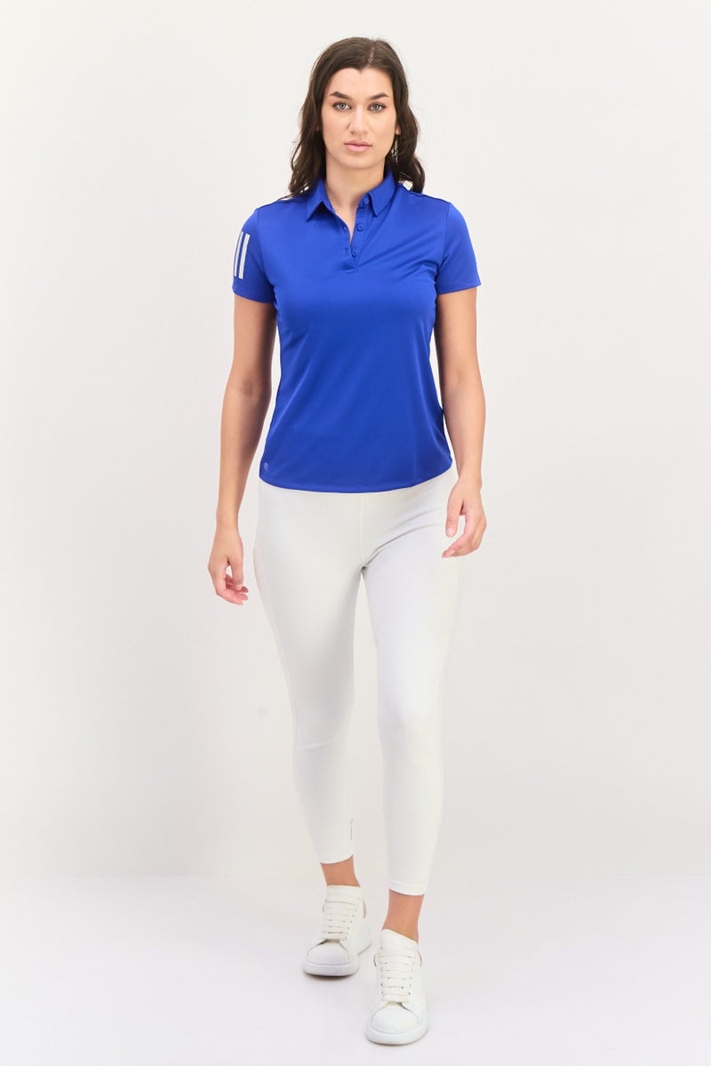 Adidas Women Sportswear Fit Short Training Polo Shirt, Blue  - Image 4