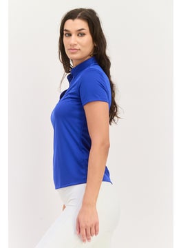 Adidas Women Sportswear Fit Short Training Polo Shirt, Blue  - Image 2