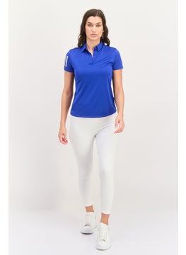 Adidas Women Sportswear Fit Short Training Polo Shirt, Blue  - Image 4
