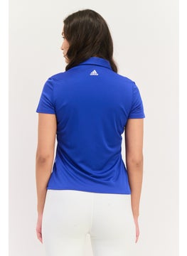 Adidas Women Sportswear Fit Short Training Polo Shirt, Blue  - Image 3