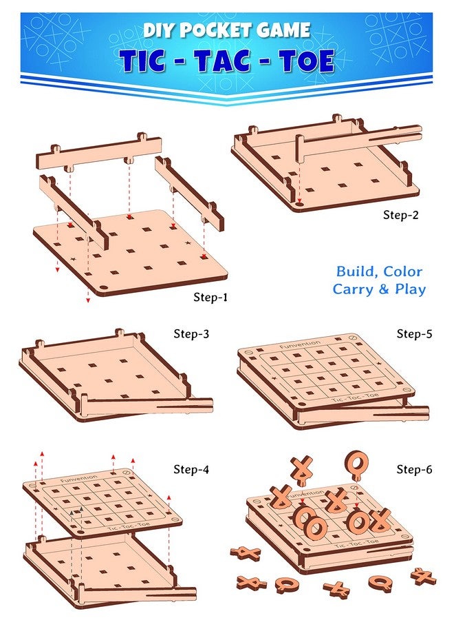 فنفينشين لعبة Funvention - لعالم صغير في كل طفل Funvention (عبوة من 6 قطع) لعبة سفر جيبية من Tic-Tac-Toe، هدايا عيد ميلاد للأطفال من سن 4 سنوات فما فوق، لعبة لوحية تعليمية ممتعة، عبوة حفلات - Image 4