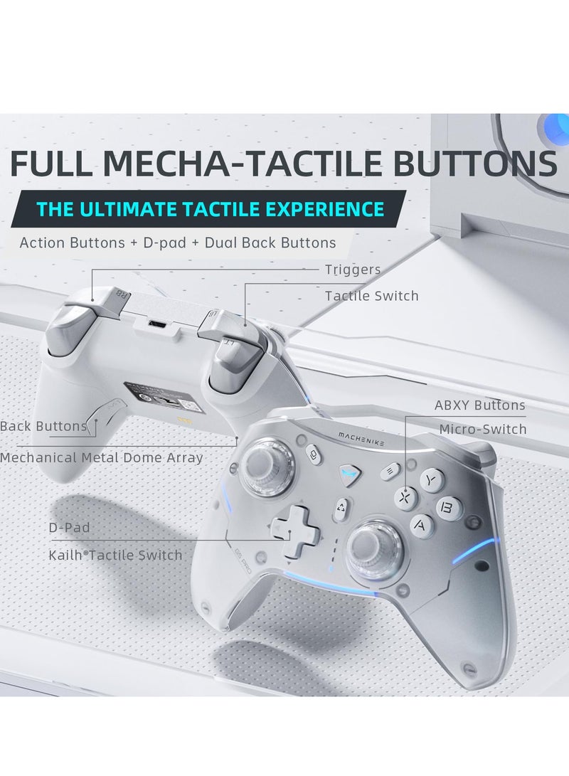 SOLARAE G5 Pro Wireless Gaming Controller for Windows PC,Switch,IOS&Android,PC Controller Hall Effect Joystickï¼†Triggers/Gyroscope,RGB Lights (White) - Image 4