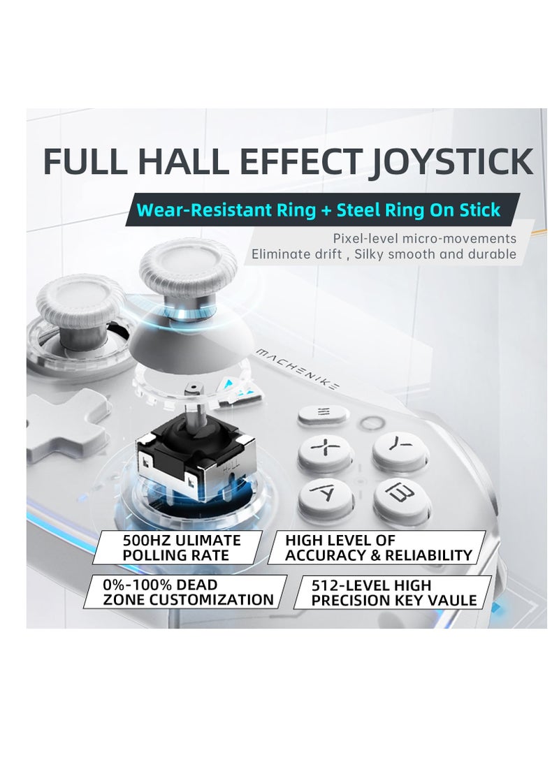 SOLARAE G5 Pro Wireless Gaming Controller for Windows PC,Switch,IOS&Android,PC Controller Hall Effect Joystickï¼†Triggers/Gyroscope,RGB Lights (White) - Image 2