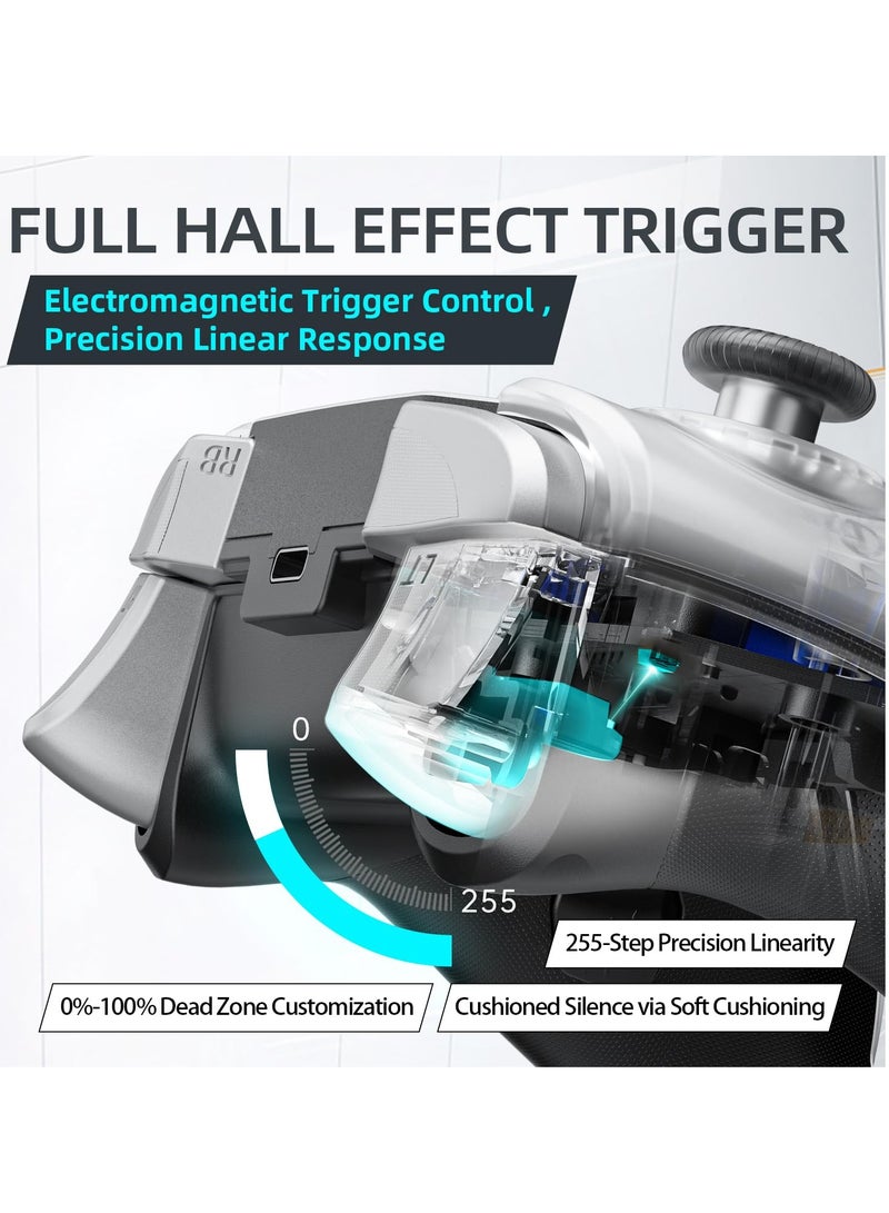 SOLARAE G5 Pro Wireless Gaming Controller for Windows PC,Switch,IOS&Android,PC Controller Hall Effect Joystickï¼†Triggers/Gyroscope,RGB Lights (White) - Image 3