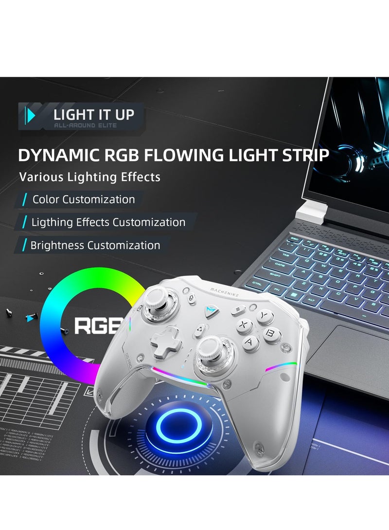 SOLARAE G5 Pro Wireless Gaming Controller for Windows PC,Switch,IOS&Android,PC Controller Hall Effect Joystickï¼†Triggers/Gyroscope,RGB Lights (White) - Image 5