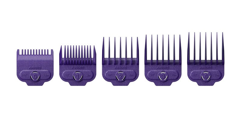 Andis 666795 NanoSilver Magnetic Attachment 5 Combs with LongLasting Performance  Sizes 116 18 14 38 12 Provide Professional Haircuts and Styles  Purple