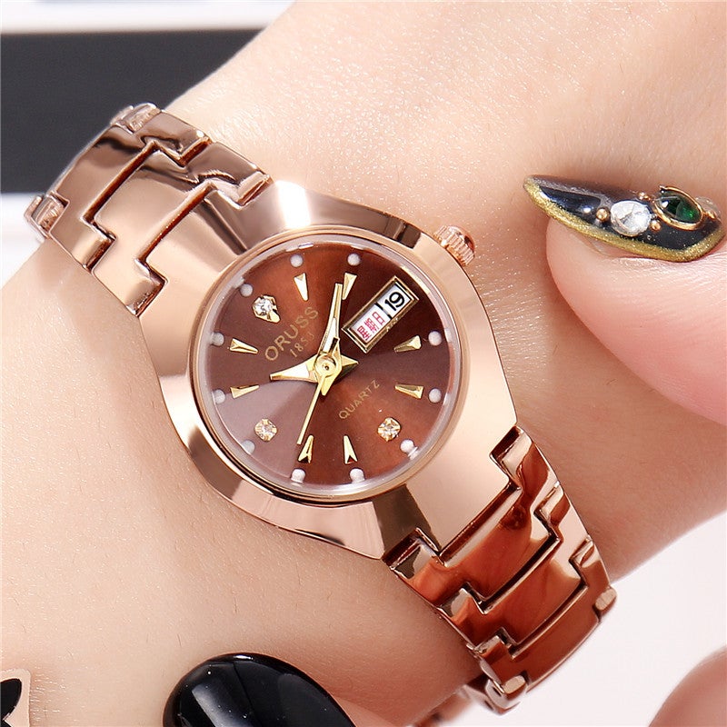 Simple Casual Waterproof Watch Women's Rose Gold