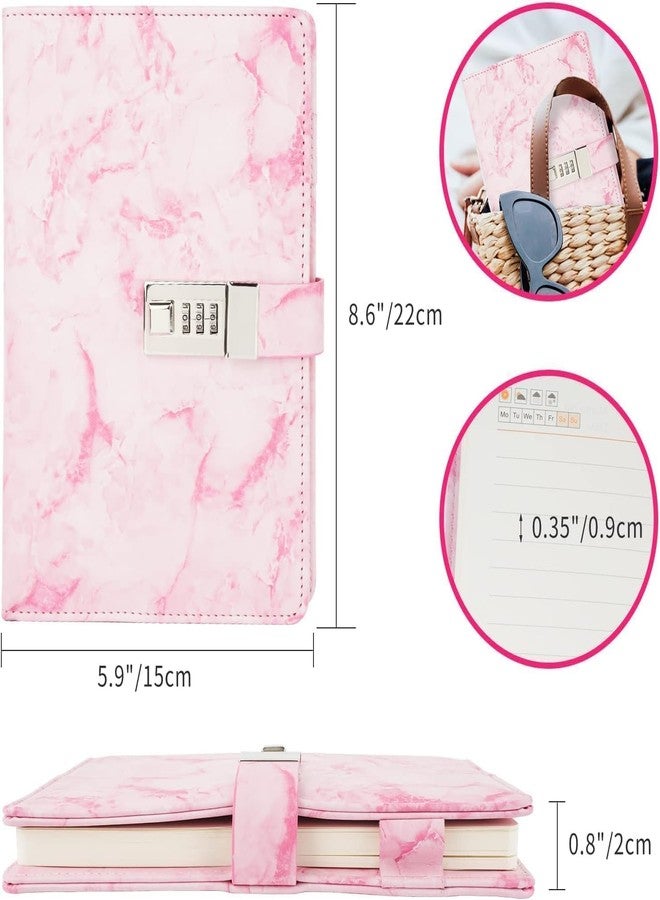 SIMESTICH مفكرة سيمستيك الرخامية مع قفل للفتيات والسيدات، دفتر يوميات مقاوم للماء يحتوي على 200 صفحة، مفكرة سرية مقفلة مع قلم، دفتر يوميات محمي بكلمة مرور للفتيات المراهقات، مقاس A5 (متعدد الألوان) - Image 3