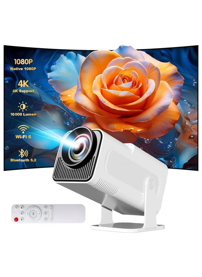 Mini Projector 4K, Native 1080P Smart Projector Built-in Android TV 11.0, Wifi & Bluetooth, Auto Keystone, 10000 Lumens, 180° Rotation Short Throw Projector HY320 (White) – High-Brightness Portable Entertainment for Home, Office, and Outdoors - pzsku/Z132700B2E38E9761DD4CZ/45/_/1740584266/08ceb4cb-e905-495e-9545-e6954c96d5e1