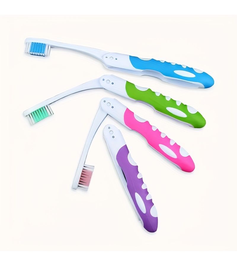 4pcs Assorted Portable Folding Toothbrushes With Soft Bristles For Travel Camping Hiking - Image 2