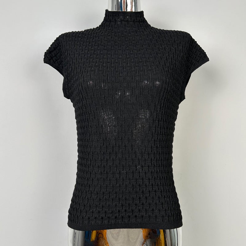 South Korea Dongdaemun New Sleeveless Solid Color Simple Vest Elegant Feminine Socialite Sleeveless T-Shirt - Image 1