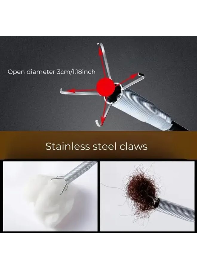 23.62 Inch Drain Unclogging Tool Toilet Plunger with 4 Claws Flexible Pipe Grabber - Image 3