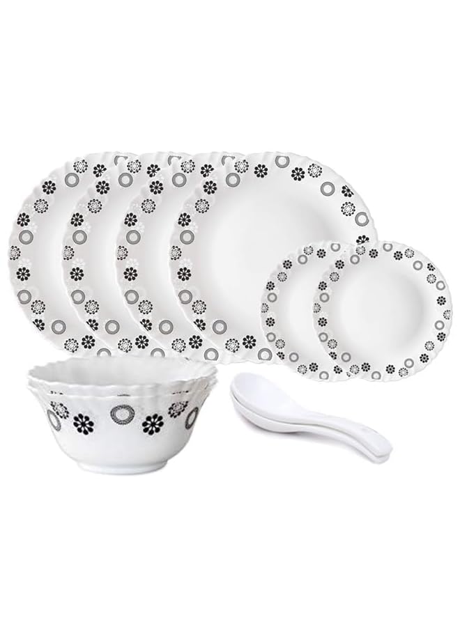 British Chef 10 Pieces Opalware Dinner Sets Microwave And Dishwasher Safe Universe Dinnerware Set With 4 Piece Full Plate 2 Piece Side Plates 2 Piece Soup Bowls 2 Piece Spoons White - Image 1