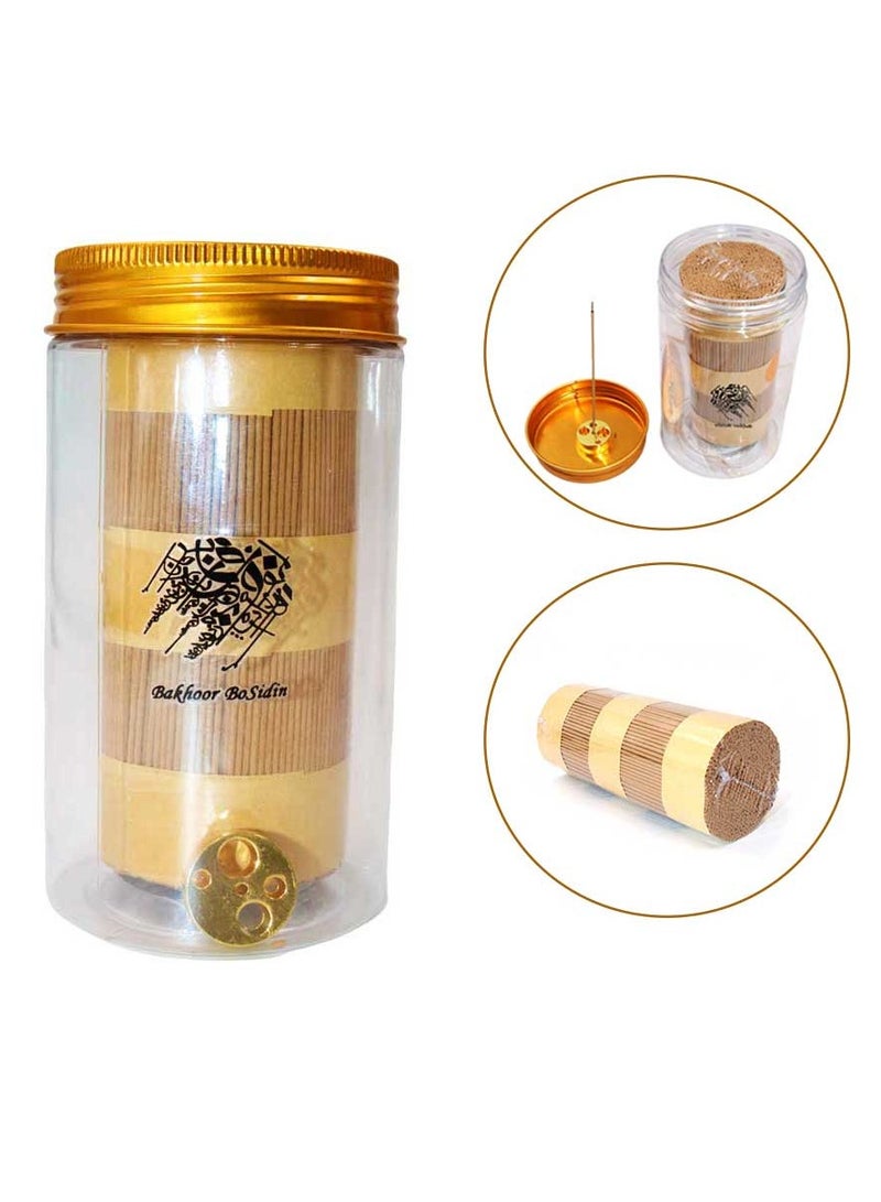 Bakhoor BoSidin Super Oud Camboadian Incense Sticks 10.5cm long Oud Bakhoor 100g with Small Cooper Holder in a Bottle - A91 - Image 1
