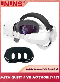 UNUNS 2-In-1 Accessoris Set For VR Headset Quest 3/2,Adjustable Head Strap And VR Shell Protective Cover,Comfort Strap Headset VR Accessories Bundle,Replacement Protective Cover For Oculus Quest 3/2  - Image 1
