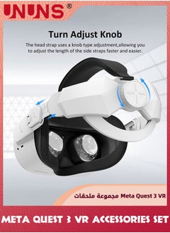 UNUNS 2-In-1 Accessoris Set For VR Headset Quest 3/2,Adjustable Head Strap And VR Shell Protective Cover,Comfort Strap Headset VR Accessories Bundle,Replacement Protective Cover For Oculus Quest 3/2  - Image 3