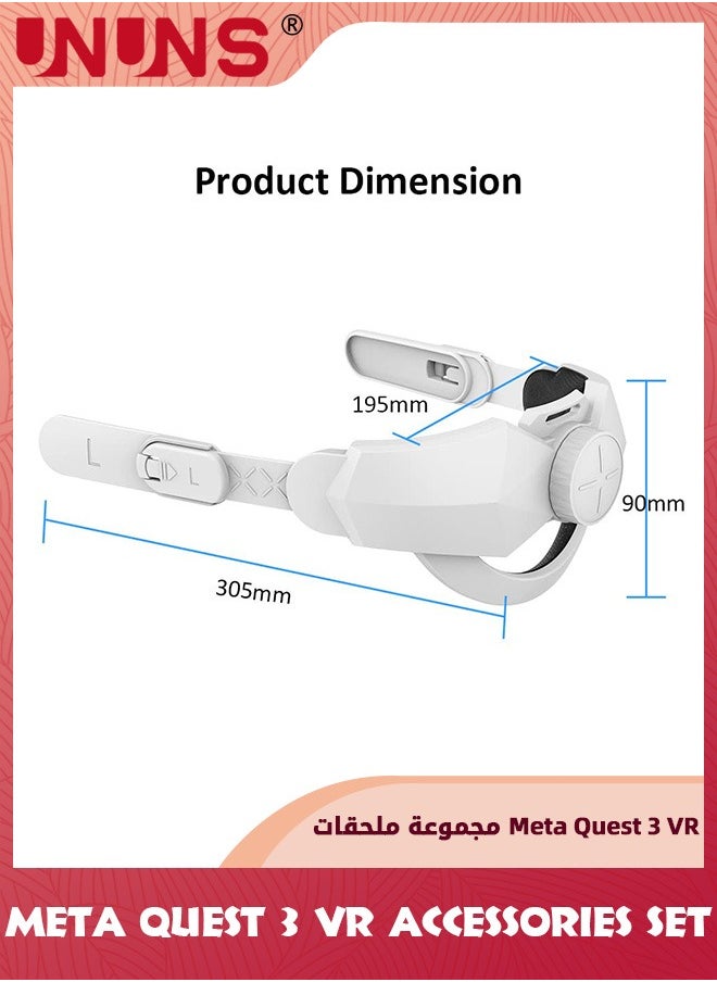 UNUNS - 2-In-1 Accessoris Set For VR Headset Quest 3/2,Adjustable Head Strap And VR Shell Protective Cover,Comfort Strap Headset VR Accessories Bundle,Replacement Protective Cover For Oculus Quest 3/2 - Image 1