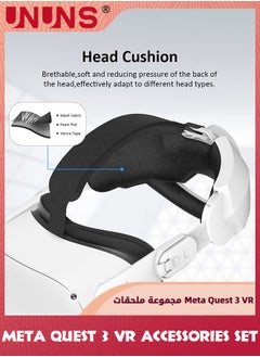 UNUNS 2-In-1 Accessoris Set For VR Headset Quest 3/2,Adjustable Head Strap And VR Shell Protective Cover,Comfort Strap Headset VR Accessories Bundle,Replacement Protective Cover For Oculus Quest 3/2  - Image 2