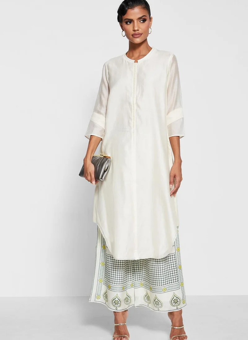 AMPM Curved Hem Kurti & Palazzo Set