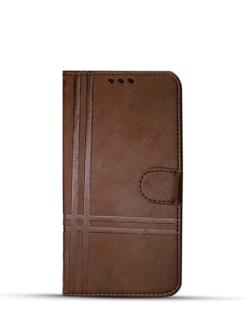 For Samsung Galaxy A12/M12 Two-line design Flip Leather Wallet Card Slot Case with Kickstand,Strap Magnetic Closure,Included Internal Tpu Silicone Case,Compatible with Samsung Galaxy A12/M12 (6.5'') (Brown)