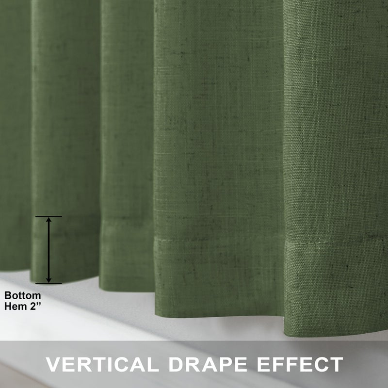 Pitalk Olive Green Curtains 90 Inch Length for Dining Room 2 Panel Set Back Tab Pocket Linen Sheer Boho Farmhouse Decoration Light Green Curtain for Boys Bedroom Baby Teen Toddler Playroom 7.5 FT Long - Image 5