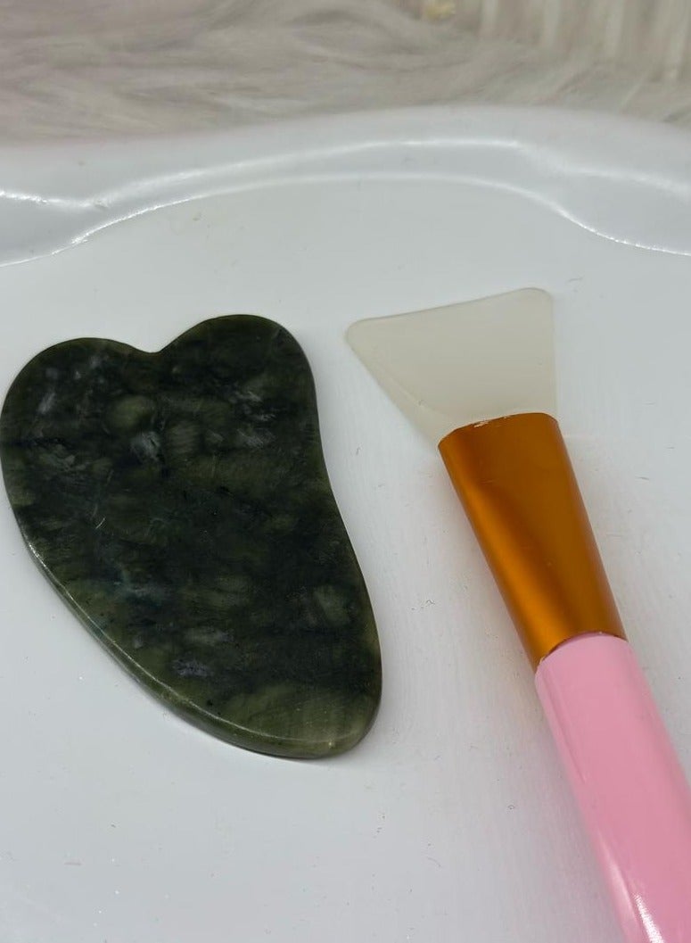 sface care set Gua Sha Body Guasha Board Facial Massage Tool Neck Therapy Green(random Color) 1PC + Silicone Face Mask Brush - 1PC Facial Mud Mask Applicator, Multicolor, Soft, Anti-Bacterial, Heat-Resistant, Wand, Cosmetic Brush Random Color S114 - Image 2