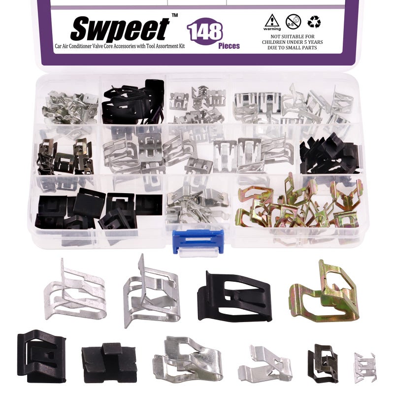 Swpeet 100Pcs 10 Sizes 79mm 10mm 11mm 131mm 141mm 153mm 158mm 16mm 173mm 182mm Metal Trim Panel Spring Clip Auto Car UClip Trim Moulding Clip Kit Compatible with VW Audi 4A0867276A - Image 2