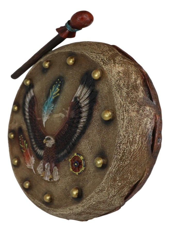 إيبروس جيفت تمثال إيبروس، وهو عبارة عن نسر محلق وريش، ودرع طبل وعصا، منحوت على الحائط، بارتفاع 10.75 بوصة، مستوحى من صائد الأحلام. - Image 5