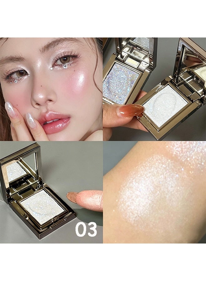KAPEINE Single Glitter Eyeshadow, White Shimmer Eyeshadow Ultra Shinny Highlighter Silver Eye Shade Sparkling Makeup Palette Waterproof Eyes Glitter for Everyday & Stage Performance 03 - Image 2