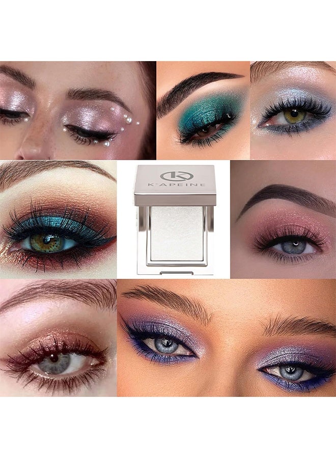 KAPEINE Single Glitter Eyeshadow, White Shimmer Eyeshadow Ultra Shinny Highlighter Silver Eye Shade Sparkling Makeup Palette Waterproof Eyes Glitter for Everyday & Stage Performance 03 - Image 5