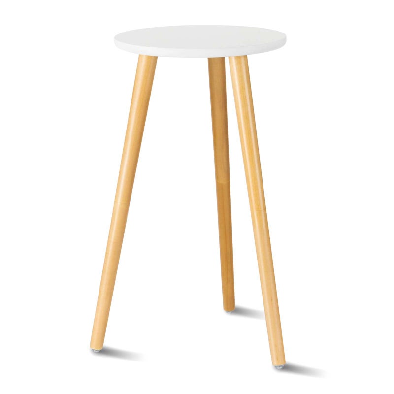 Uneedem Indoor Plant Stand - Mid Century Wooden Plant Table, Tall Holder for Flower Pots, Small Round End Table (A3-White, High: 20.5") - Image 1