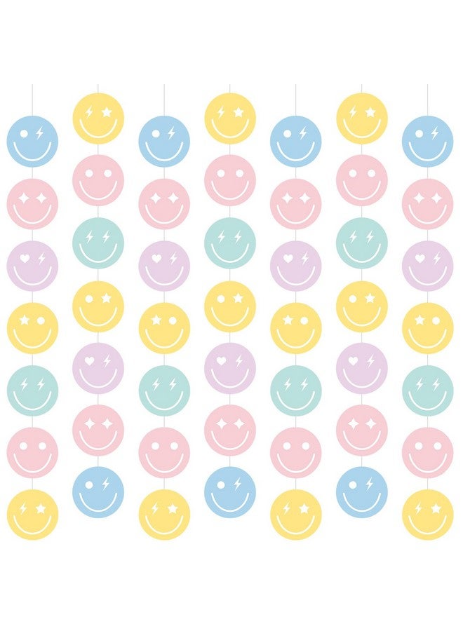 Cindeer Cindeer 8 Pieces Pastel Party Decorations Pastel Smile Face Garlands Blue Hanging Banner Smile Paper Cutouts for Girls Boys Baby Shower Wedding Birthday Party Decor Supplies  - Image 1