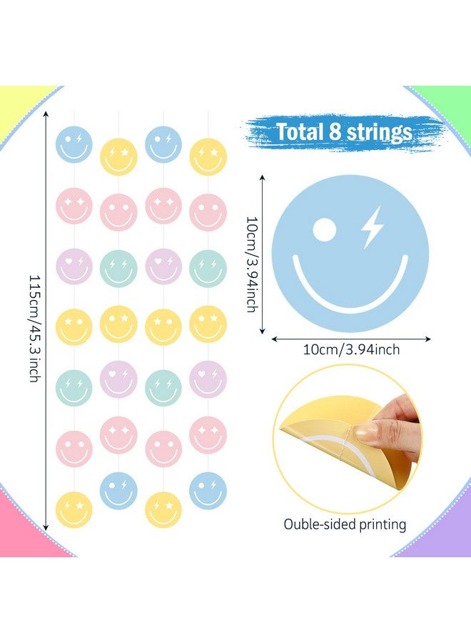 Cindeer Cindeer 8 Pieces Pastel Party Decorations Pastel Smile Face Garlands Blue Hanging Banner Smile Paper Cutouts for Girls Boys Baby Shower Wedding Birthday Party Decor Supplies  - Image 2
