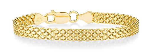 Miabella 18K Gold Plated 925 Sterling Silver Italian 6mm Solid Bismark Mesh Link Chain Bracelet for Women, 925 Made in Italy (Length 7 Inches) - Image 4